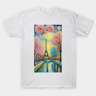 Parisian Nightscape: Van Gogh's Eiffel Reverie T-Shirt